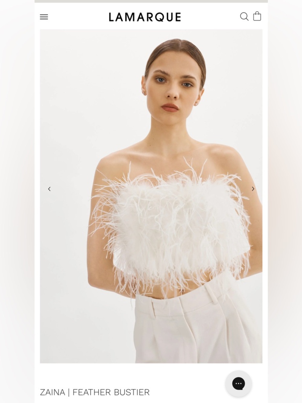 Lamarque White Feather Strapless Bustier